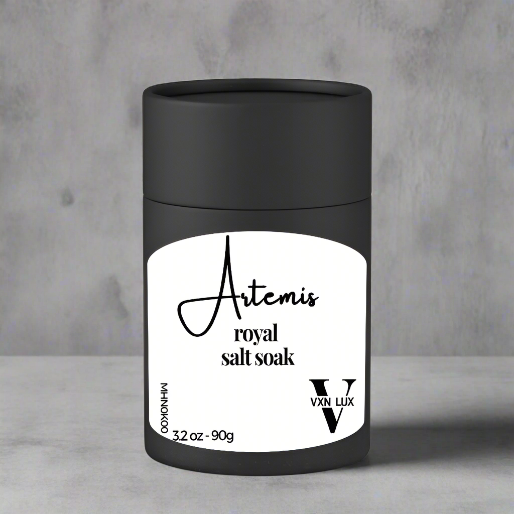 VXN LUX Artemis Royal Bath Salt Soak with Green Kaolin Clay, Hemp Seed Oil & Epsom Salt Bath Soak for Tension and Muscle Relief, 90g